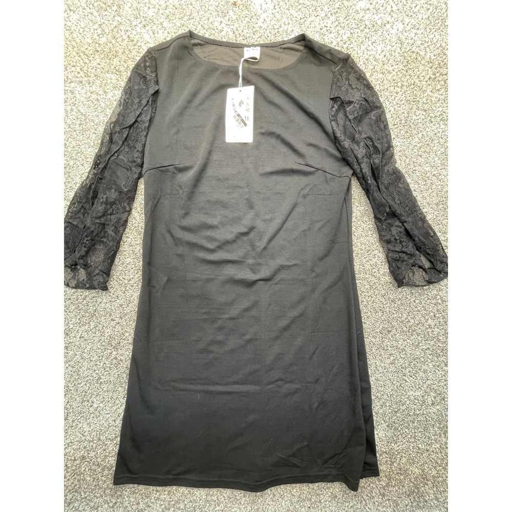 Rumia Lace Sleeve Mini Dress Womens S Black NEW Floral Lace Long Sleeve